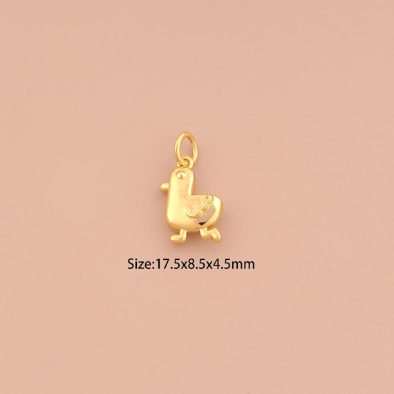 18K Gold Duck Charms,Animal Charms Pendants,Duck Charm for DIY Jewelry Making Supply