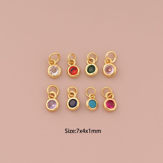 10 pcs 18K Gold Mini Round Charms,CZ Pave Minimalist Charms Pendants,Round Charm for DIY Jewelry Making Supply