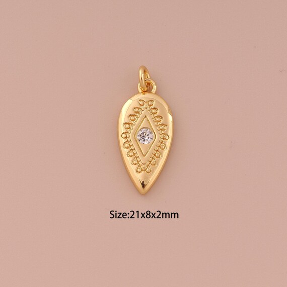 18K Gold Evil Eye Charms,CZ Pave Minimalist Charms Pendants,Devil Eye Charm for DIY Jewelry Making Supply