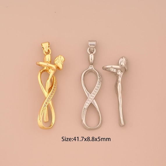 18K Gold Embrace Charms,CZ Pave Embrace Charms Pendants,Embrace Charm for DIY Jewelry Making Supply