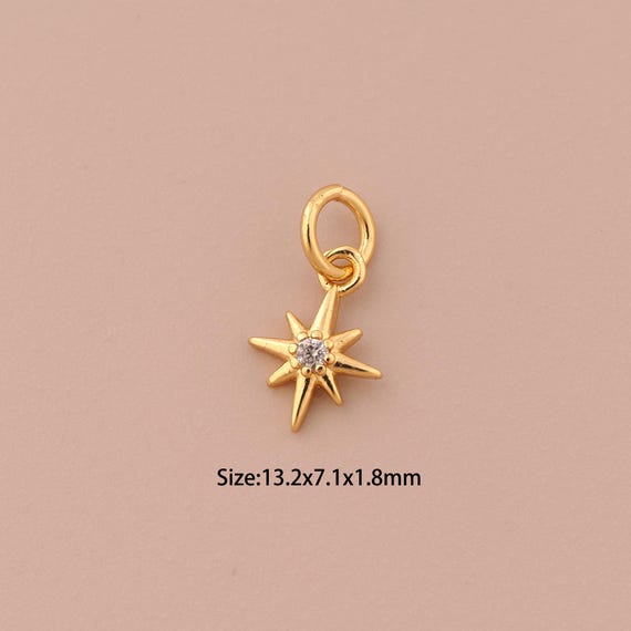 18K Gold Polaris Charms,CZ Pave Polaris Charms Pendants,Polaris Charm for DIY Jewelry Making Supply