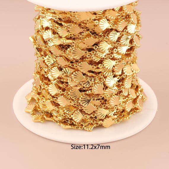3.28 Feet 18K Gold Shell Chain,Special Chain,Semi-Finished Chain for DIY Jewelry Making Supply