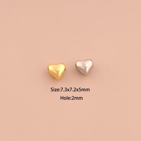 18K Gold Heart Spacer Bead,Love Bead,Heart Bead for DIY Jewelry Making Supply