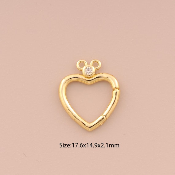 18K Gold Snap Clasp,CZ Pave Minimalist Clasp,Heart Snap Clasp for DIY Jewelry Making Supply