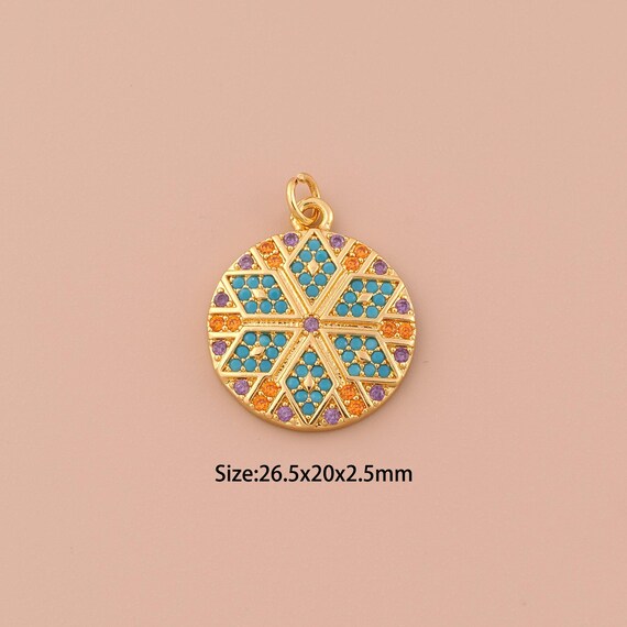 18K Gold Flower Charms,CZ Pave Minimalist Charms Pendants,Flower Charm for DIY Jewelry Making Supply