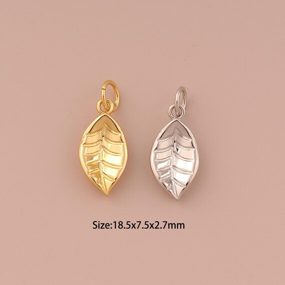 18K Gold Leaf Charms,Minimalist Charms Pendants,Leaf Charm for DIY Jewelry Making Supply