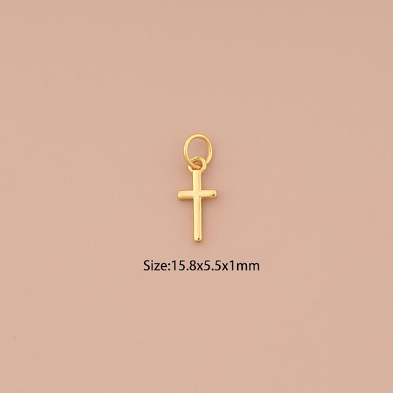 18K Gold Cross Charms,Religious Charms Pendants,Christian Charm for DIY Jewelry Making Supply