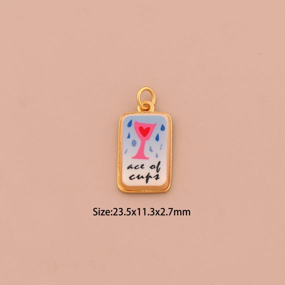 18K Gold Heart Charms,Enamel Goblet Charms Pendants,Square Charm for DIY Jewelry Making Supply