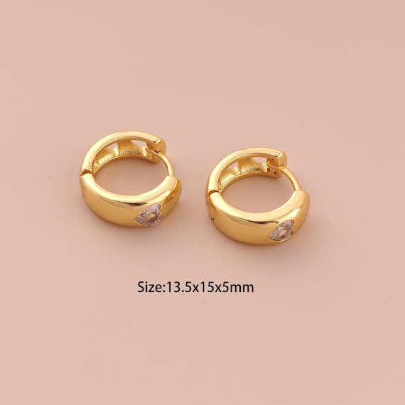 18K Gold Heart Earrings,CZ Pave Hugging Hoop Earrings,Hoop Earrings,Hypoallergenic Hoop Earrings,Gift for Her
