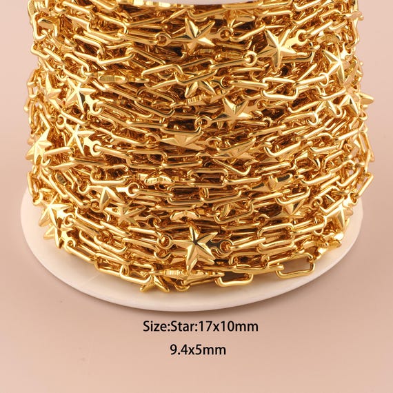 3.28 Feet 18K Gold Star Chain,Special Chain,Semi-Finished Chain for DIY Jewelry Making Supply