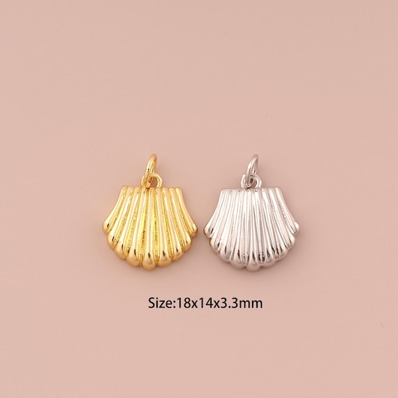 18K Gold Shell Charms,Minimalist Charms Pendants,Shell Charm for DIY Jewelry Making Supply