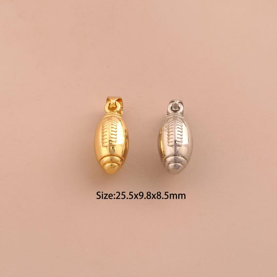 18K Gold Rugby Charms,Sports Charms Pendants,Rugby Charm for DIY Jewelry Making Supply