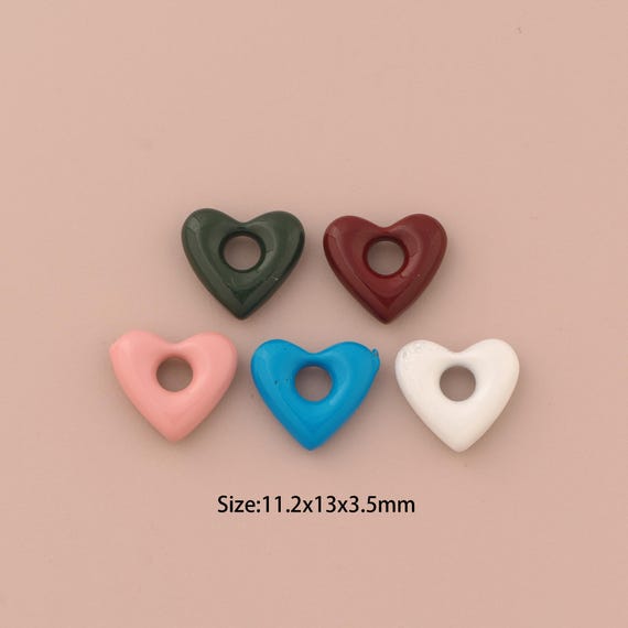 18K Gold Heart Charms,Enamel Minimalist Charms Pendants,Heart Charm for DIY Jewelry Making Supply