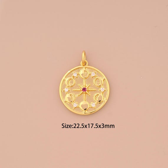 18K Gold Polaris Charms,CZ Pave Polaris Charms Pendants,Polaris Charm for DIY Jewelry Making Supply