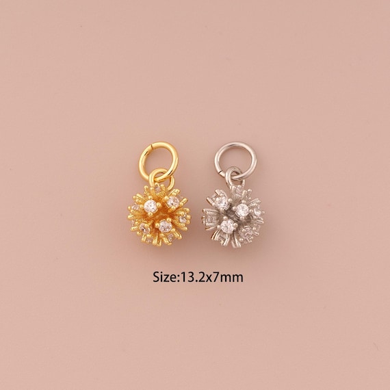 18K Gold Ball Charms,CZ Pave Minimalist Charms Pendants,Ball Charm for DIY Jewelry Making Supply