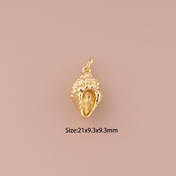 18K Gold Conch Charms,Minimalist Charms Pendants,Conch Charm for DIY Jewelry Making Supply