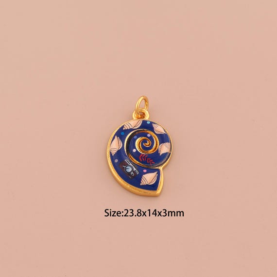 18K Gold Snail Shell Charms,Enamel Camera Charms Pendants,Conch Charm for DIY Jewelry Making Supply