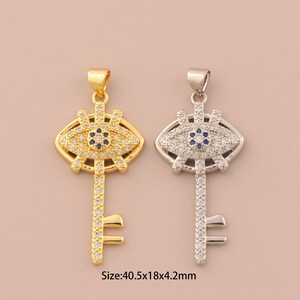 18K Złote Breloczki Kluczowe, CZ Pave Evil Eye Charms Wisiorki, Devil Eye Charms do DIY Jewelry Making Supply