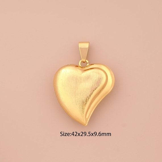 18K Gold Heart Charms,Heart Charms Pendants,Heart Charm for DIY Jewelry Making Supply
