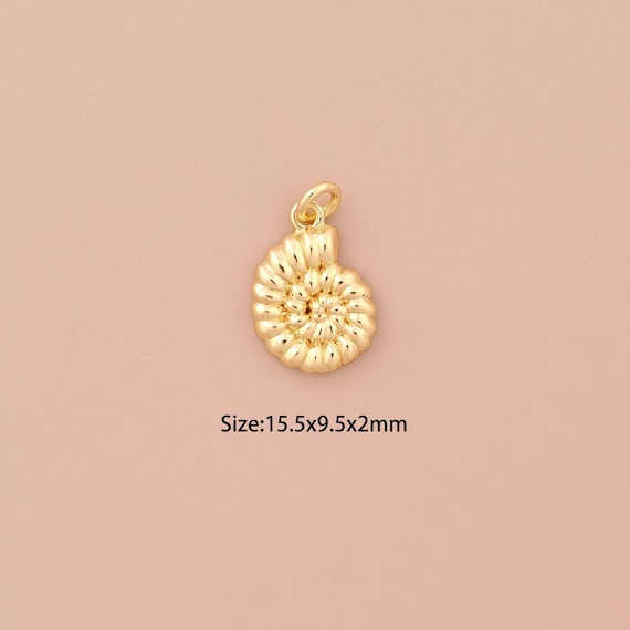 18K Gold Snail Shell Charms,Minimalist Charms Pendants,Snail Shell Charm for DIY Jewelry Making Supply