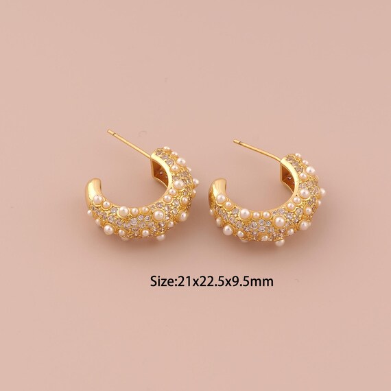 18K Gold Open Stud Earrings,Wide Stud Earrings,Thick Stud Earrings,Hypoallergenic Stud Earrings,Gift for Her