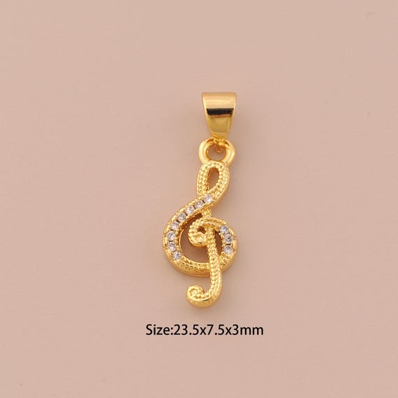 18K Gold Musical Note Charms,CZ Pave Musical Note Charms Pendants,Musical Note Charm for DIY Jewelry Making Supply