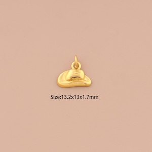 18K Gold Cowboy Hat Charms,Hat Charms Pendants,Cowboy Charm for DIY Jewelry Making Supply