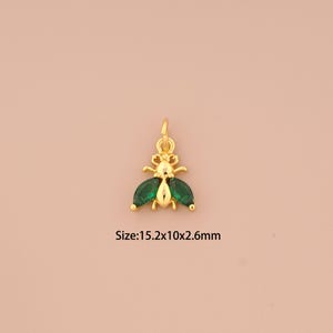 18K Gold Insect Charms,CZ Pave Insect Charms Pendants,Insect Charm for DIY Jewelry Making Supply