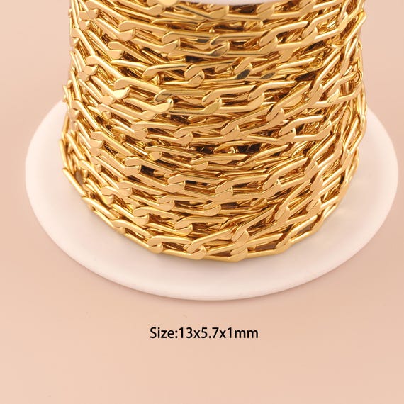 3.28 Feet 18K Gold Curb Chain,Special Chain,Semi-Finished Chain for DIY Jewelry Making Supply