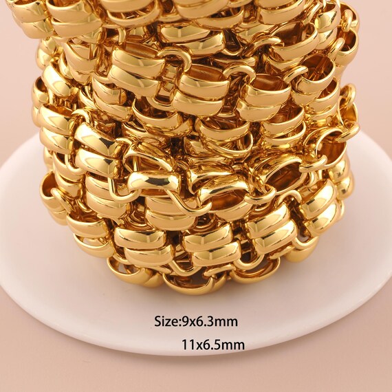3.28 Feet 18K Gold Double Hoop Chain,Special Chain,Semi-Finished Chain for DIY Jewelry Making Supply