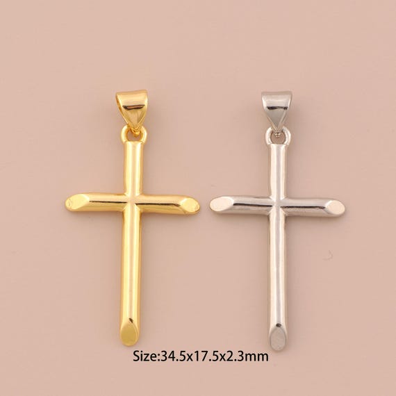 18K Gold Cross Charms,Religion Charms Pendants,Christian Charm for DIY Jewelry Making Supply