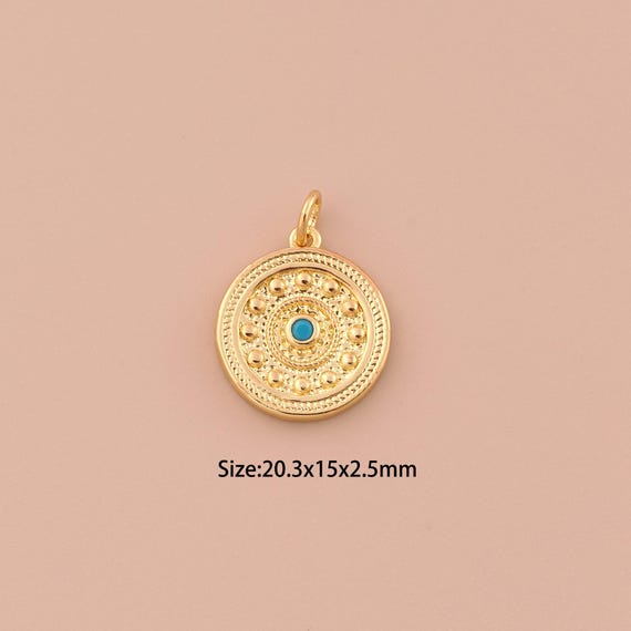 18K Gold Round Charms,Minimalist Charms Pendants,Round Charm for DIY Jewelry Making Supply
