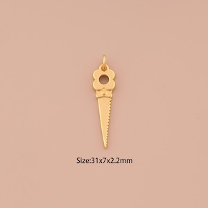 18K Gold Saw Charms,Saw Charms Pendants,Saw Charm for DIY Jewelry Making Supply