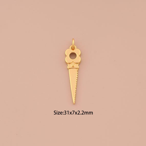 18K Gold Saw Charms,Saw Charms Pendants,Saw Charm for DIY Jewelry Making Supply