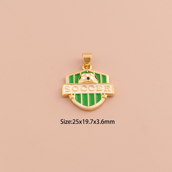18K Gold Football Team Logo Charms,Enamel Football Charms Pendants,Team Logo Charm for DIY Jewelry Making Supply