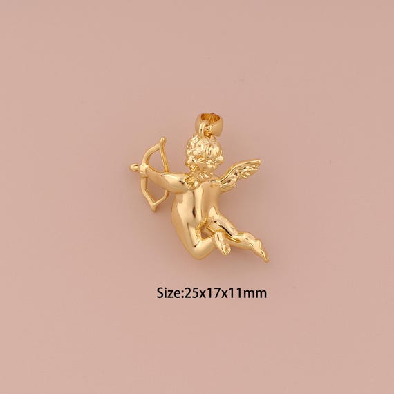 18K Gold Angel Charms,Minimalist Charms Pendants,Angel Charm for DIY Jewelry Making Supply