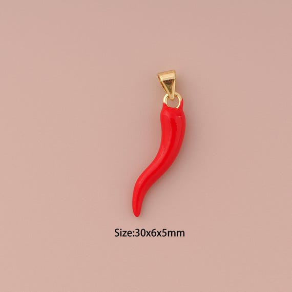 18K Gold Chili Charms,Enamel Minimalist Charms Pendants,Chili Charm for DIY Jewelry Making Supply
