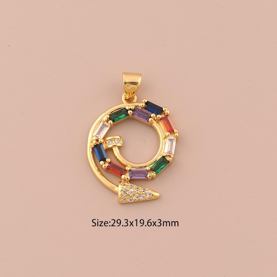 18K Gold Round Charms,CZ Pave Minimalist Charms Pendants,Snake Charm for DIY Jewelry Making Supply