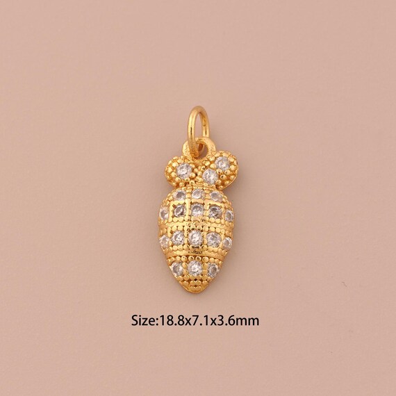 18K Gold Radish Charms,CZ Pave Radish Charms Pendants,Radish Charm for DIY Jewelry Making Supply