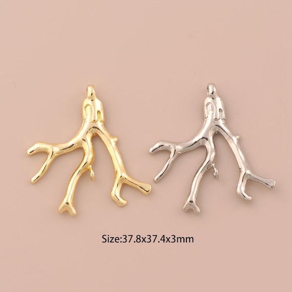 18K Gold Coral Charms,Coral Charms Pendants,Coral Charm for DIY Jewelry Making Supply
