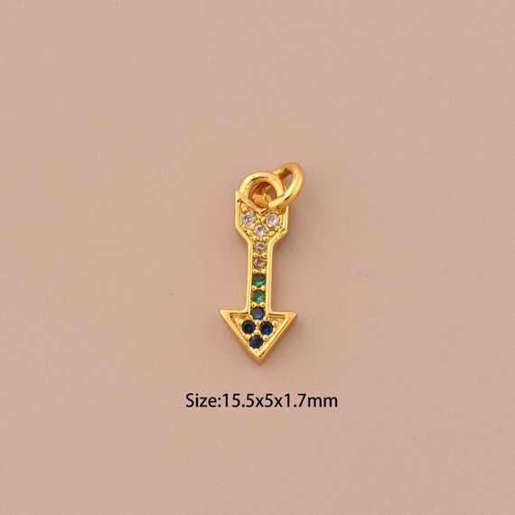 18K Gold Arrow Charms,CZ Pave Arrow Charms Pendants,Arrow Charm for DIY Jewelry Making Supply