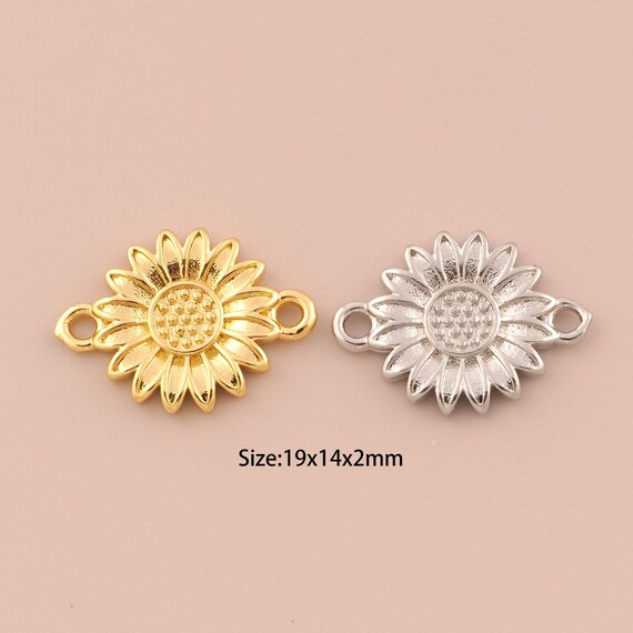 18K Gold Flower Connector,Minimalist Connector Charms,Flower Connector for DIY Jewelry Making Supply