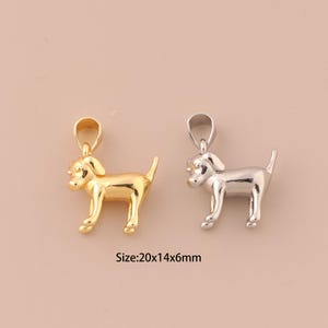 18K Gold Dog Charms,Minimalist Charms Pendants,Dog Charm for DIY Jewelry Making Supply