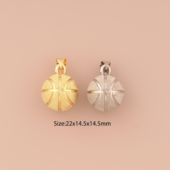 18K Gold Basketball Charms,Ball Charms Pendants,Basketball Charm for DIY Jewelry Making Supply