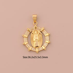 18K Gold Santa Muerte Charms,CZ Pave Santa Muerte Charms Pendants,Santa Muerte Charm for DIY Jewelry Making Supply