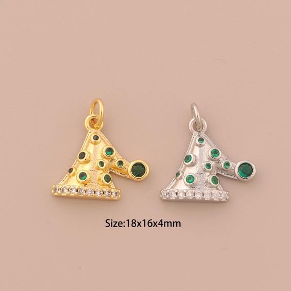 18K Gold Christmas Hat Charms,CZ Pave Hat Charms Pendants,Christmas Hat Charm for DIY Jewelry Making Supply