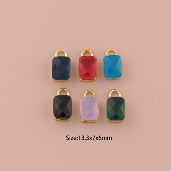 18K Gold Square Charms,CZ Pave Minimalist Charms Pendants,Square Charm for DIY Jewelry Making Supply