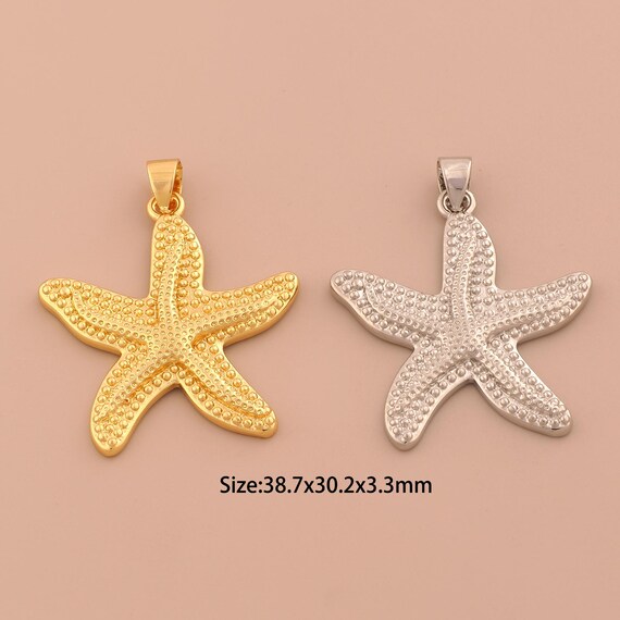 18K Gold Starfish Charms,Starfish Charms Pendants,Starfish Charm for DIY Jewelry Making Supply
