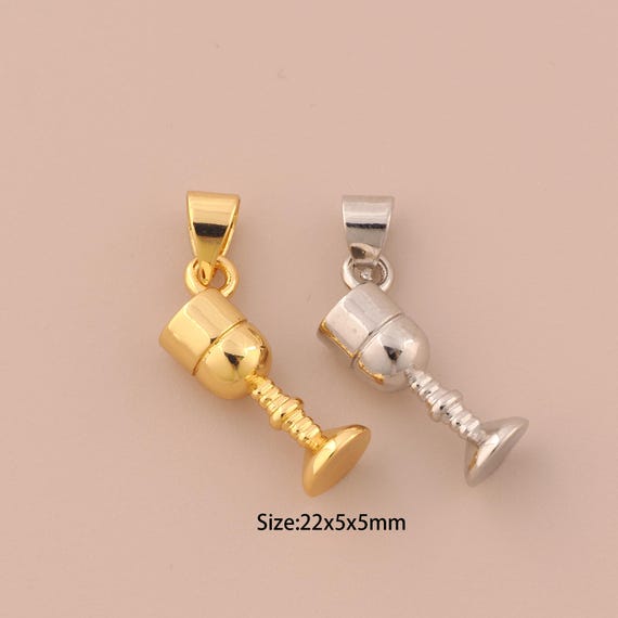 18K Gold Goblet Charms,Goblet Charms Pendants,Goblet Charm for DIY Jewelry Making Supply
