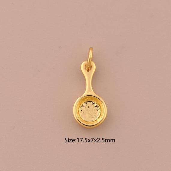 18K Gold Frying Pan Charms,Frying Pan Charms Pendants,Frying Pan Charm for DIY Jewelry Making Supply